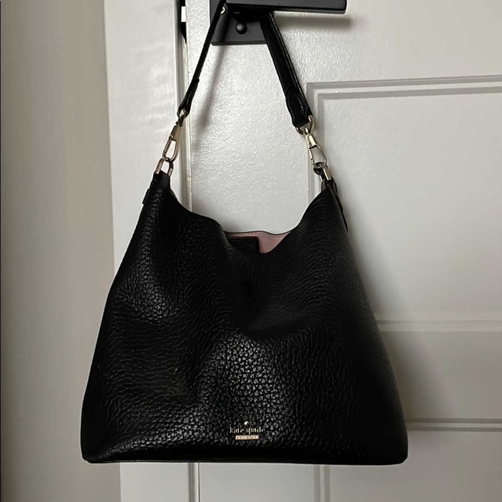 Kate Spade Pebble Black Leather Hudson Handbag